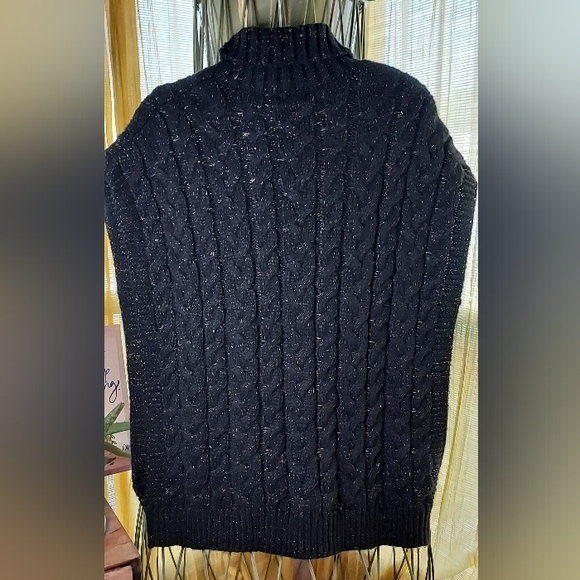 Studded Open Side Black Cable Knit Lurex Sweater by ON TWELFTH - Picture 7 of 7
